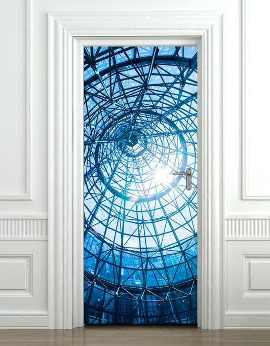 Modern Abstract Door Wall Paper, Abstract Building Wall Decal, Door Sticker, Door Wallpaper, Door Covering Sticker, Door Mural, Blue Decor