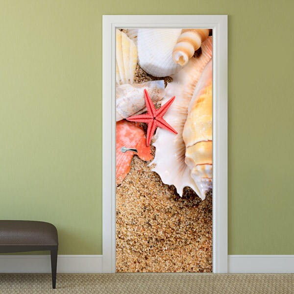 Sea Shells Wall Decal, Door Sticker, Door Wallpaper, Sea Star Wall Sticker, Door Mural, Living Room Bedroom Home Decor, Door Wall Mural