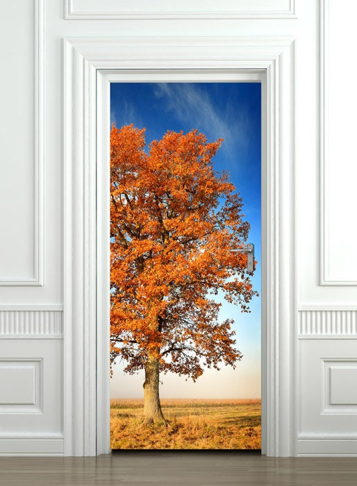 Tree Wall Door Decal,  Tree Door Mural, Tree Door Sticker, Tree Door Wallpaper, Door Covering, Home Design Sticker, Fridge Door Home Decor