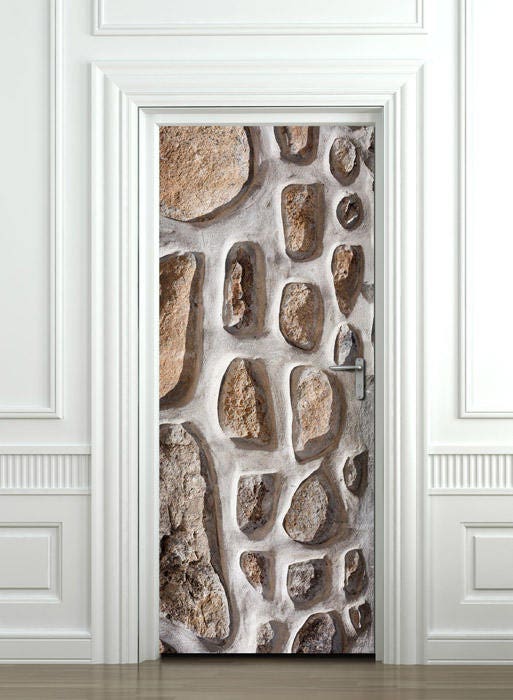 Stones Wall Decal, Door Mural, Stones Door Wallpaper, Home Design Door Sticker, Stones Wallpaper, Fridge Door Decor, Door Covering