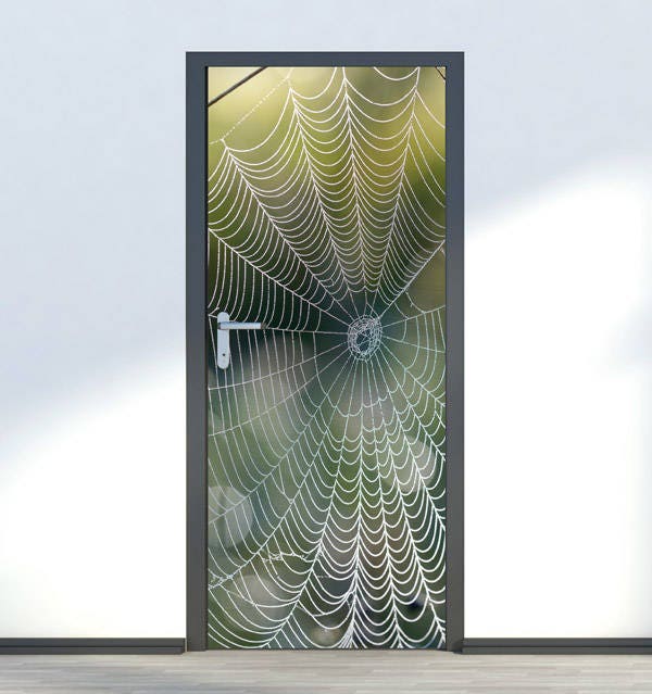 Spider Web Wall Decal, Door Mural, Spider Web Door Wallpaper,Spider Web Door Sticker,  Home Design Door Sticker, Fridge Door Decor Covering