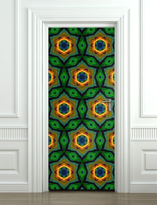 Abstract Shapes Door Sticker, Kaleidoscope Door Wallpaper, Door Mural, Kaleidoscope Door Sticker Cover, Bedroom Living Room Home Decor