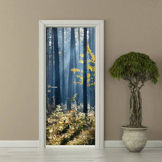 Forest Door Sticker, Forest Door Wallpaper, Nature Door Wall Sticker, Door Mural, Living Room Bedroom Home Decor, Nature Wall Decor Mural