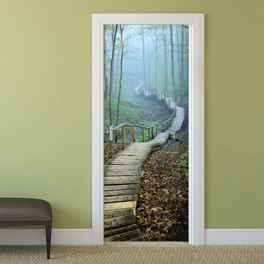 Bridge Wall Decal, Door Sticker, Door Wallpaper, Door Covering Sticker, Nature Wall Decor, Door Mural for Living Room Bedroom Decor