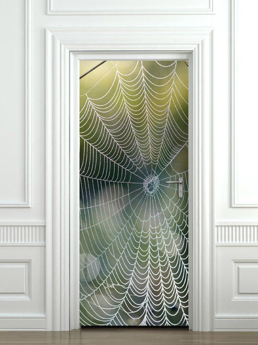 Spider Web Wall Decal, Door Mural, Spider Web Door Wallpaper,Spider Web Door Sticker,  Home Design Door Sticker, Fridge Door Decor Covering