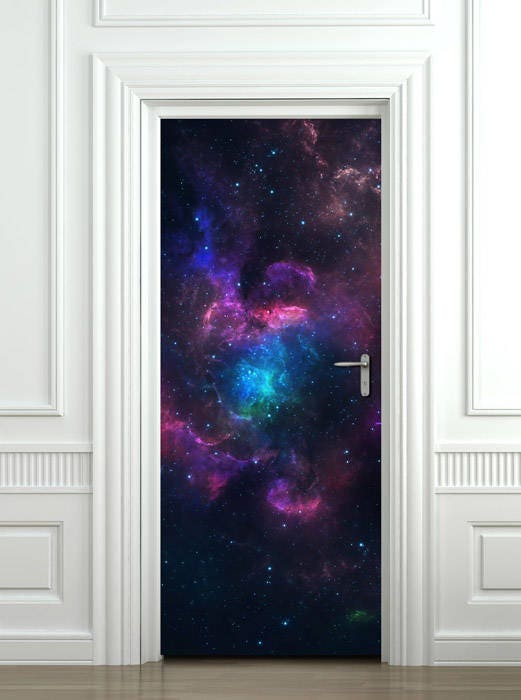 Space Wall Decal, Galaxy Wall Sticker, Door Mural, Galaxy Planets Wallpaper, Space Door Sticker, Door Sticker, Home Design  Door Covering