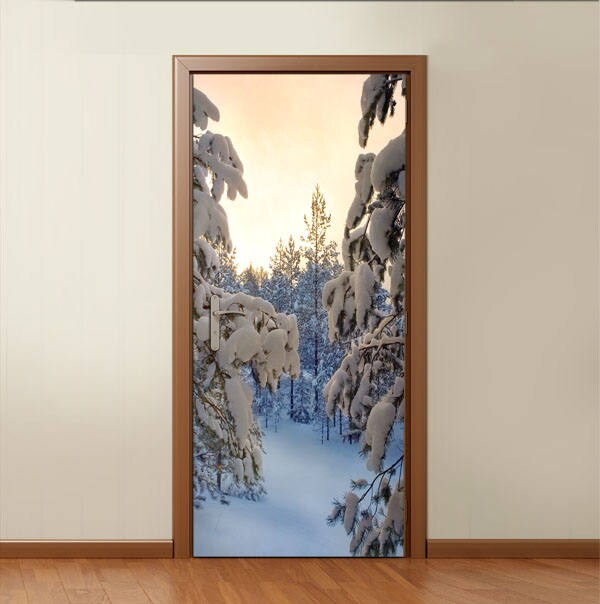 Winter Wall Decal, Snow Wall Sticker, Door Mural, Snowing Door Mural Nature Wallpaper, Door Sticker, Home Design Door Sticker, Door Covering