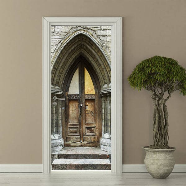 Church Door Wall Decal, Church Wall Sticker, Door Mural, Gothic Door Mural Wallpaper, Door Sticker, Home Design Door Sticker, Door Covering