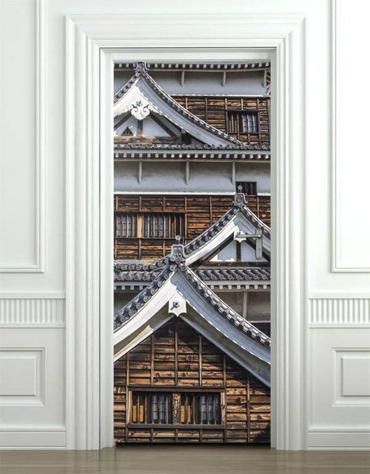 Autocollant mural de maisons japonaises, décalcomanie murale de maisons, décoration de porte d'architecture, décoration murale d'architecture, peinture murale de porte, couverture de porte, décoration de porte pour la maison