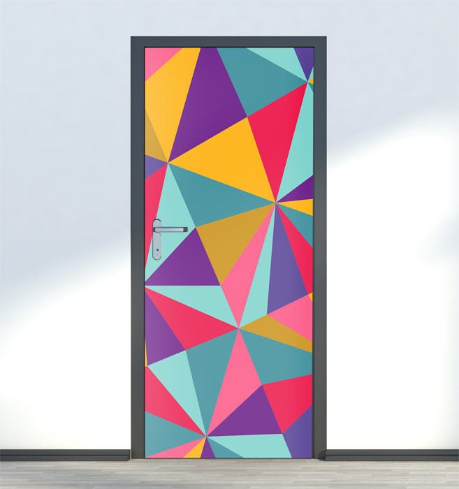 Abstract Shapes Wall Decal, Modern Shapes Door Sticker, Geometric Shapes  Door Mural, Abstract Door Decor, Door Cover, Door Wrap