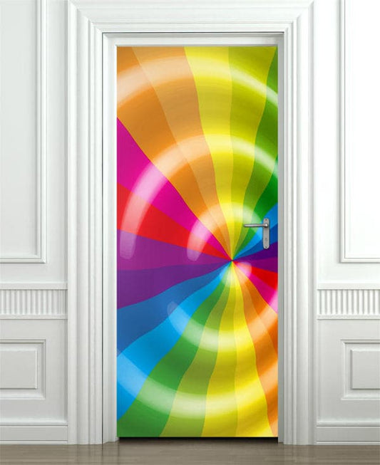 Rainbow Colors Wall Decal, Abstract Wall Sticker, Rainbow Door Decor, Modern Wall Decor, Abstract Shapes Door Mural, Door Cover Wrap