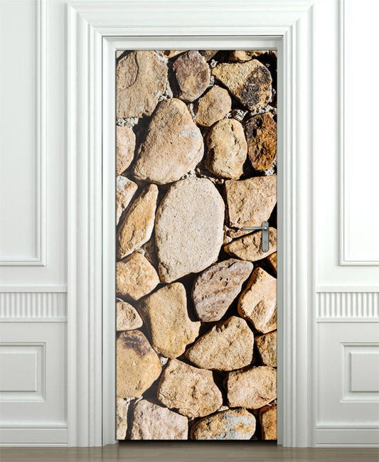 Autocollant mural avec pierres et rochers, autocollant de porte avec pierres, autocollant mural avec pierres, décoration de porte avec pierres, peinture murale de porte avec pierres, papier peint de porte nature avec pierres et rochers