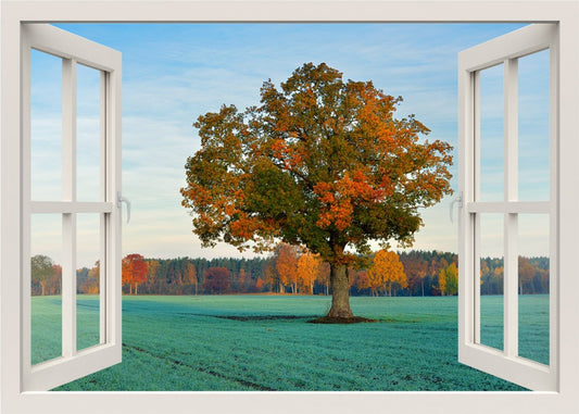 Autocollant mural arbre, autocollant mural fenêtre 3D, autocollant mural arbre, peinture murale arbre, autocollant mural cadre fenêtre nature, décoration murale vue fenêtre