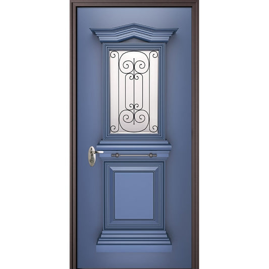 Entrance Door Wallpaper, Entrance Door Sticker Greek Roman Style,  Dark Blue Color Classic Ornament Door Covering, Entrance Door Design