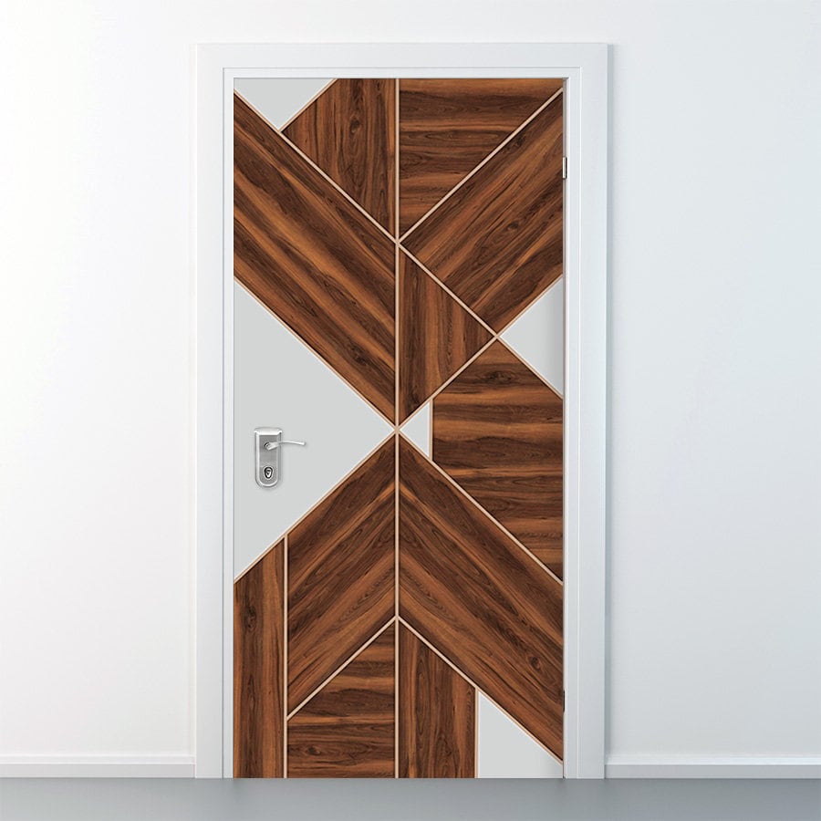 Wood and White Door Mural, Door Sticker, Wooden Door Decal, Entrance Door Mural, Room Door Sticker, Door Covering, Home Design Door Sticker