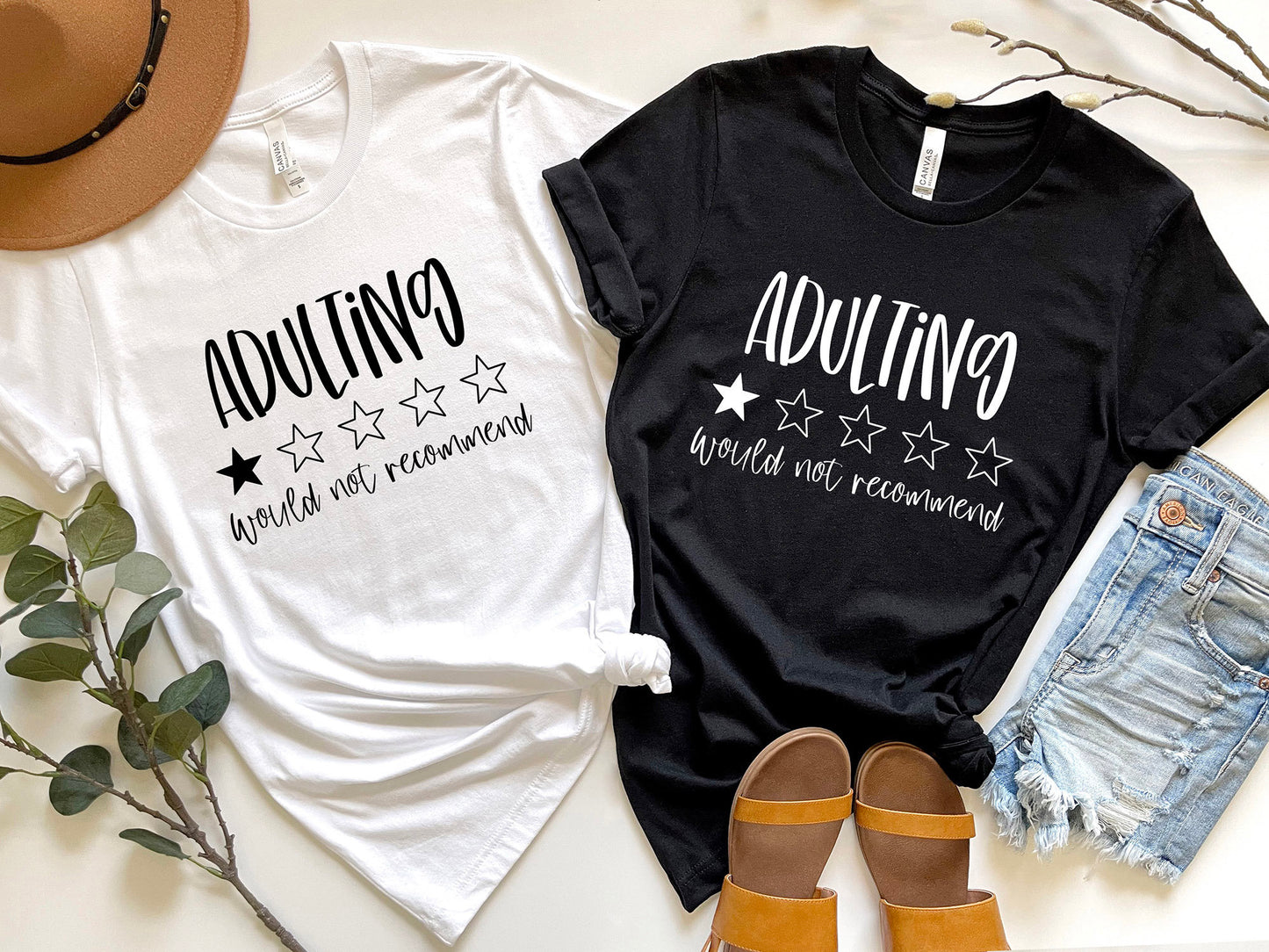 Adulting T-shirt, Adulting Review Stars T Shirt, Funny Saying Shirt, T-Shirt with Saying, Funny Women Shirt, Gift for Mom and Dad