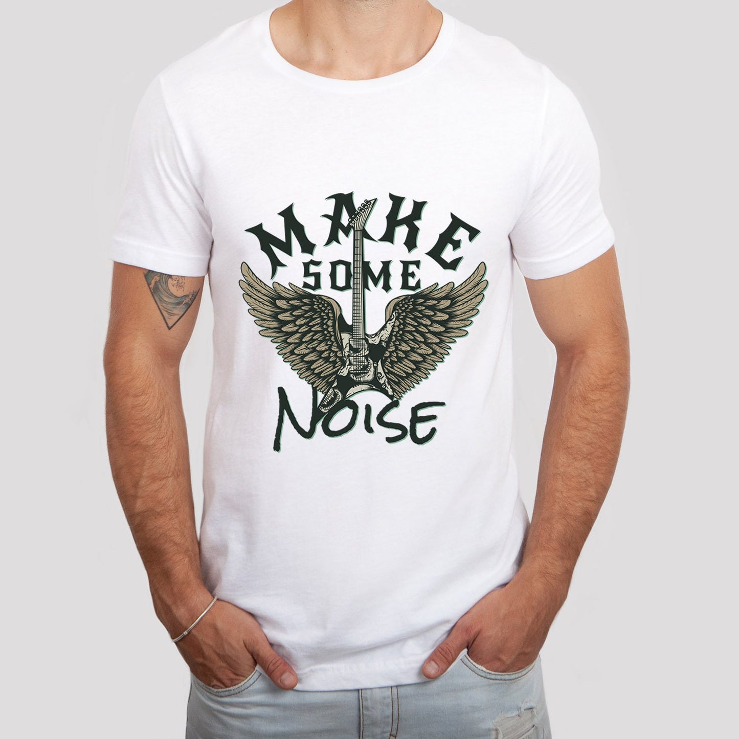 T-shirt Make Some Noise, T-shirt Rock And Roll, T-shirt Musique, T-shirt Guitare, T-shirt Groupe de Musique, Cadeau Pour Elle, Cadeau Pour Lui, T-shirt Groupe de Rock