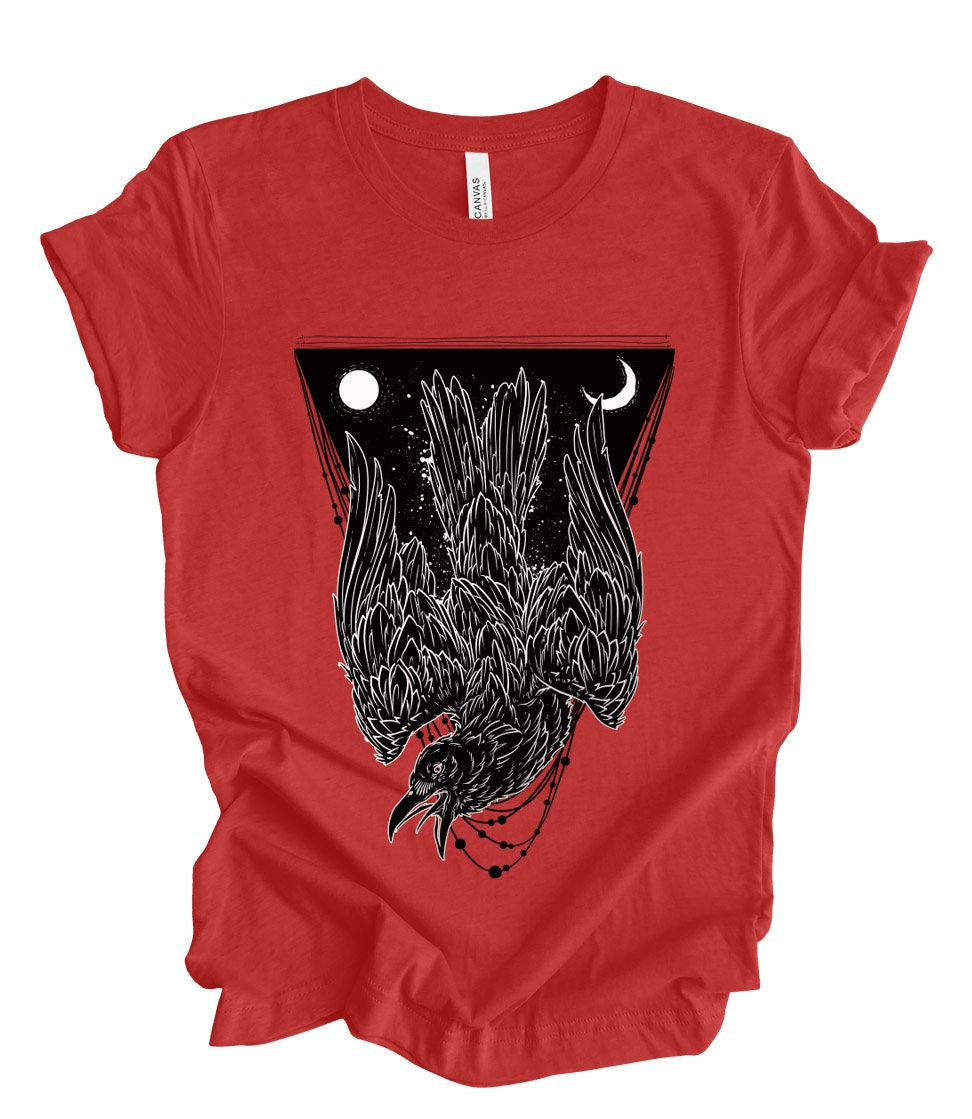 Crow T-shirts, Raven T-shirt, Horror T-Shirt, Fantasy T-Shirt, Mystical Gift T-shirt, Gift for Her, Gift for Him, Goth Bird T Shirt