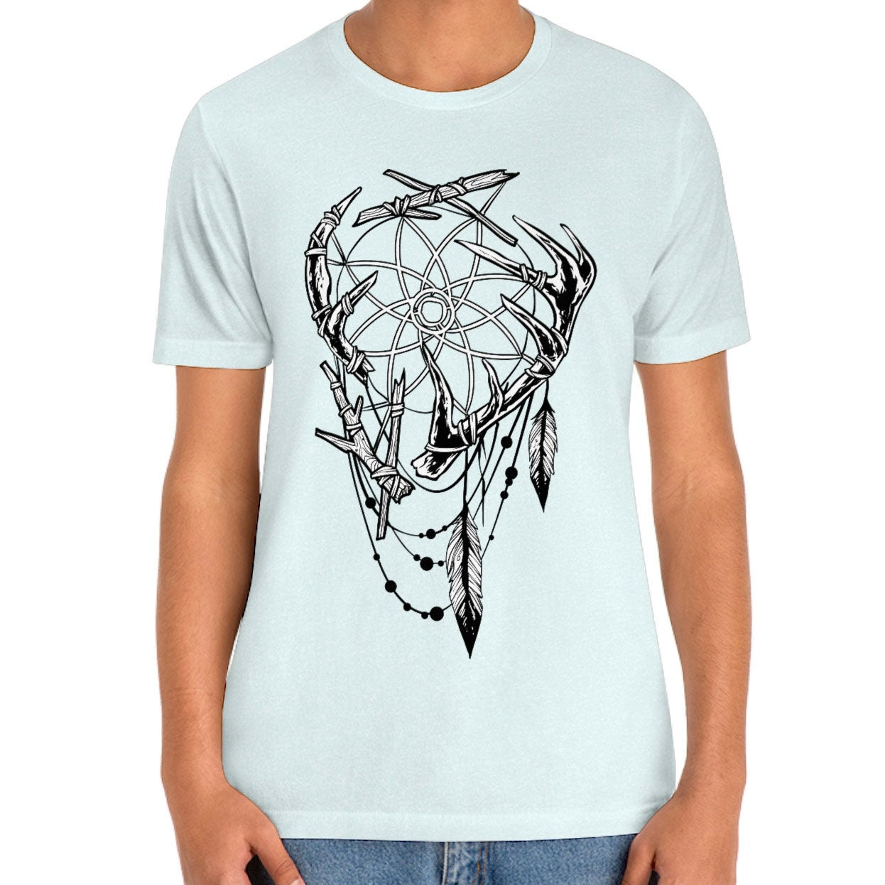 T-shirt tribal, T-shirt capteur de rêves, T-shirt indien, T-shirt tête de mort, T-shirt cadeau mystique, T-shirt gothique, T-shirt fantaisie et mythe