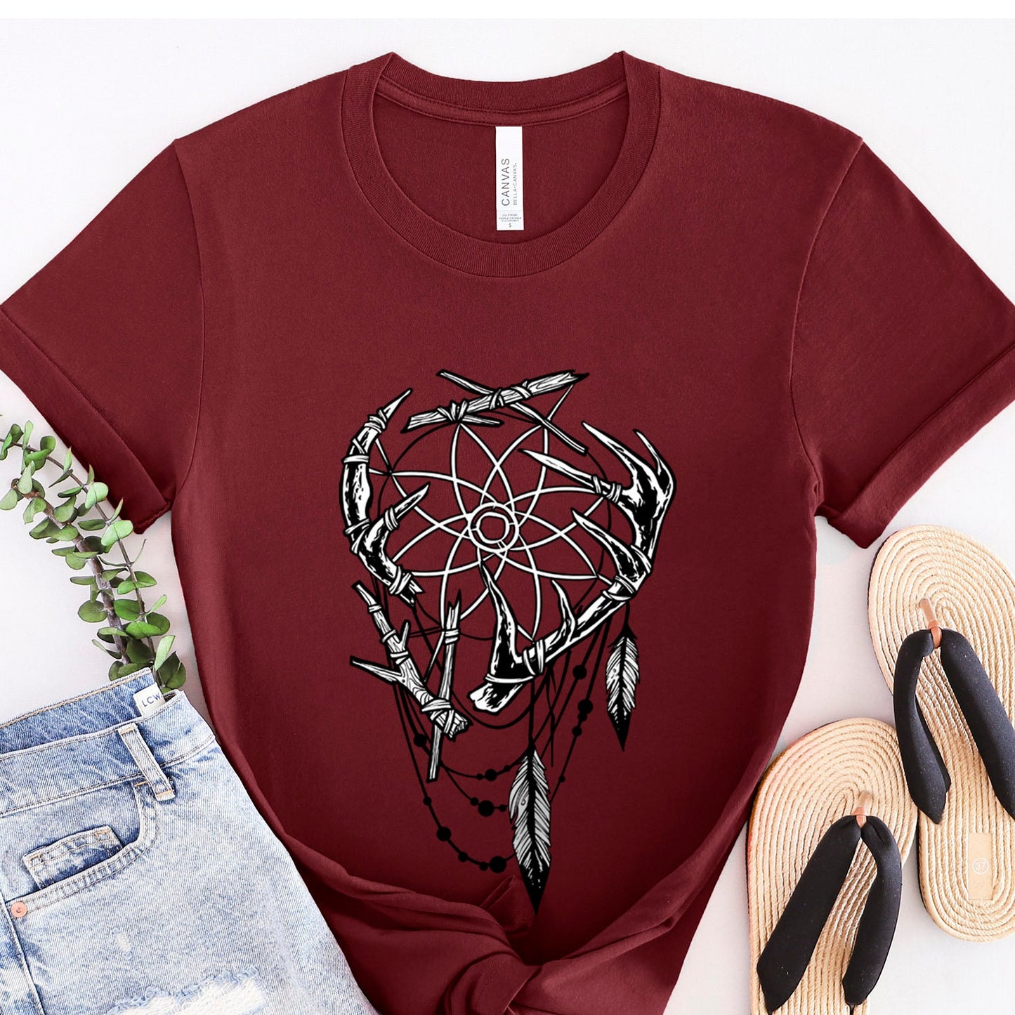 T-shirt tribal, T-shirt capteur de rêves, T-shirt indien, T-shirt tête de mort, T-shirt cadeau mystique, T-shirt gothique, T-shirt fantaisie et mythe