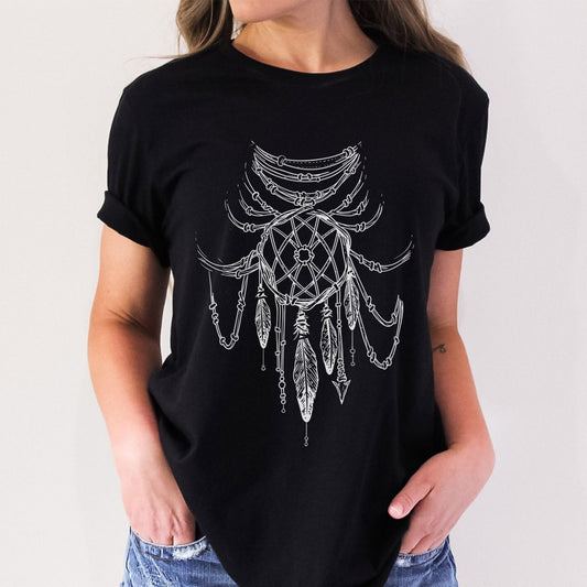 T-shirt Dream Cather, T-shirt tribal, T-shirt indien, T-shirt cadeau mystique, T-shirt gothique, T-shirt fantaisie et mythe, T-shirt cadeau