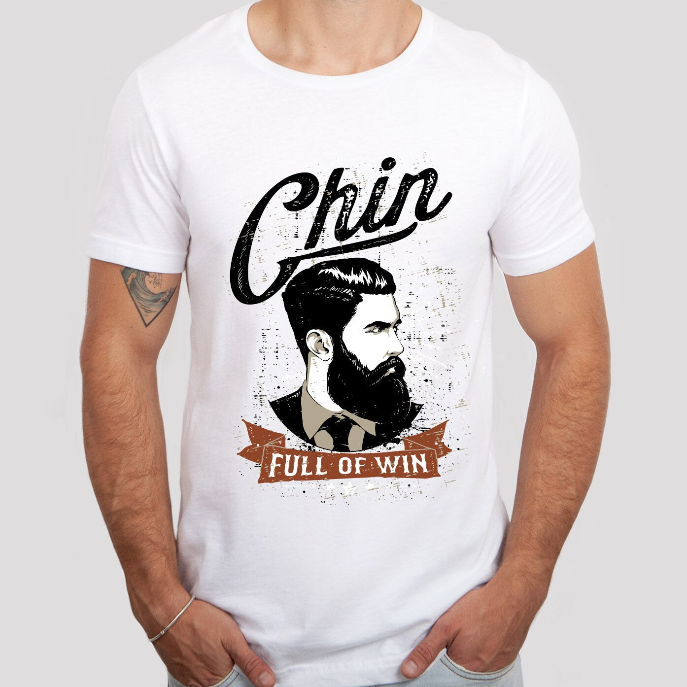 T-shirt avec menton plein de victoire, t-shirt avec barbe pour homme, t-shirt avec barbe pour papa, t-shirt avec amour de la barbe, t-shirt avec cheveux, t-shirt avec amoureux de la barbe, cadeaux pour lui