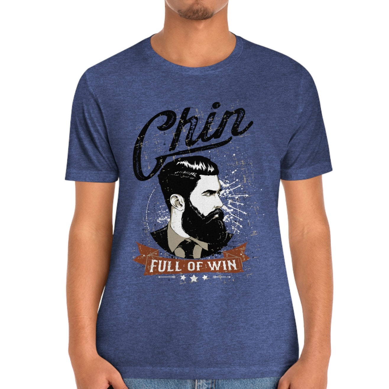 T-shirt avec menton plein de victoire, t-shirt avec barbe pour homme, t-shirt avec barbe pour papa, t-shirt avec amour de la barbe, t-shirt avec cheveux, t-shirt avec amoureux de la barbe, cadeaux pour lui