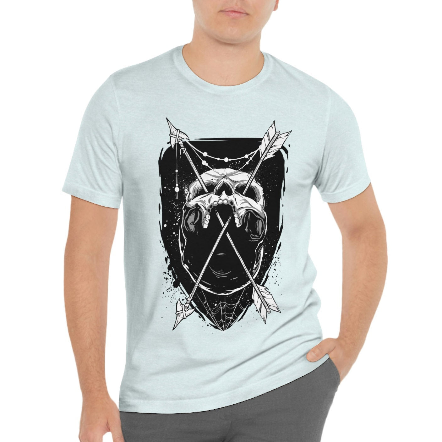 Skull and Arrow T-shirt, Horror T-Shirt, Fantasy T-Shirt, Mystical Gift T-shirt, Gothic T-Shirt, Witchy Clothing, Fantasy and Myth T-shirt