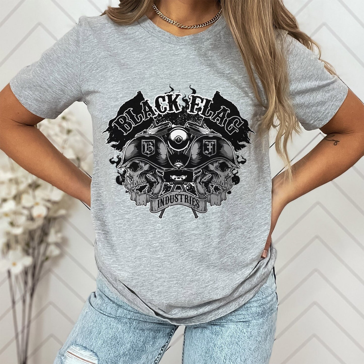 T-shirt crâne drapeau noir, T-shirt horreur, T-shirt fantaisie, T-shirt cadeau mystique, T-shirt gothique, T-shirt rock, vêtements de sorcière, T-shirt mythe