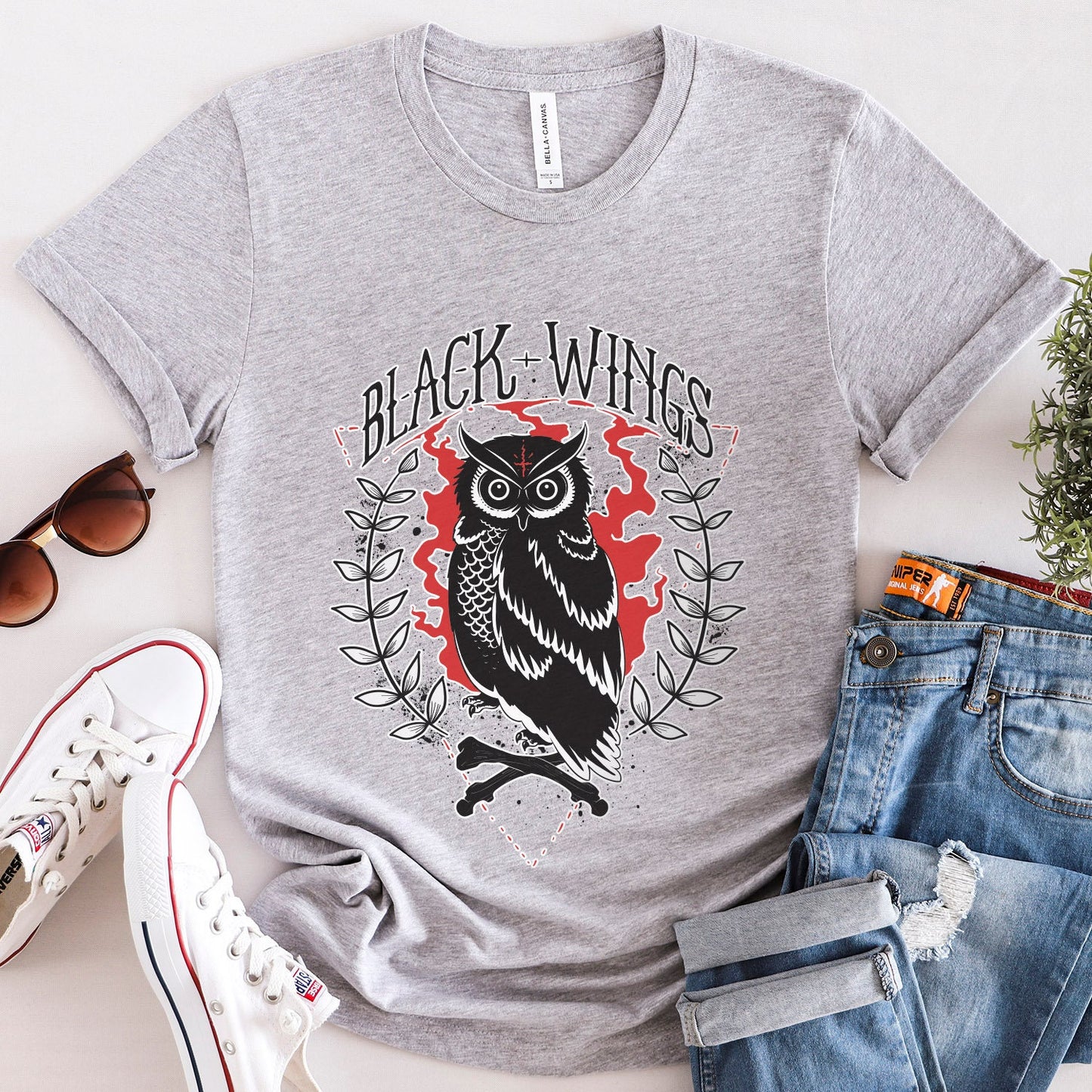 T-shirt hibou, T-shirt ailes noires, T-shirt camping, T-shirt aventure, T-shirt nature plein air, T-shirt nature, T-shirt voyage, cadeau pour voyageur