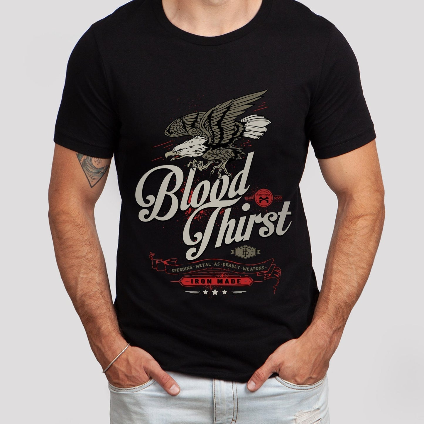 Eagle T-shirt, Blood Thirst T-shirt, Iron Made Shirt, Metal Music T-Shirt, Motorcycle Shirt, Gift For Her, Gift for Him, Rock Band Shirt