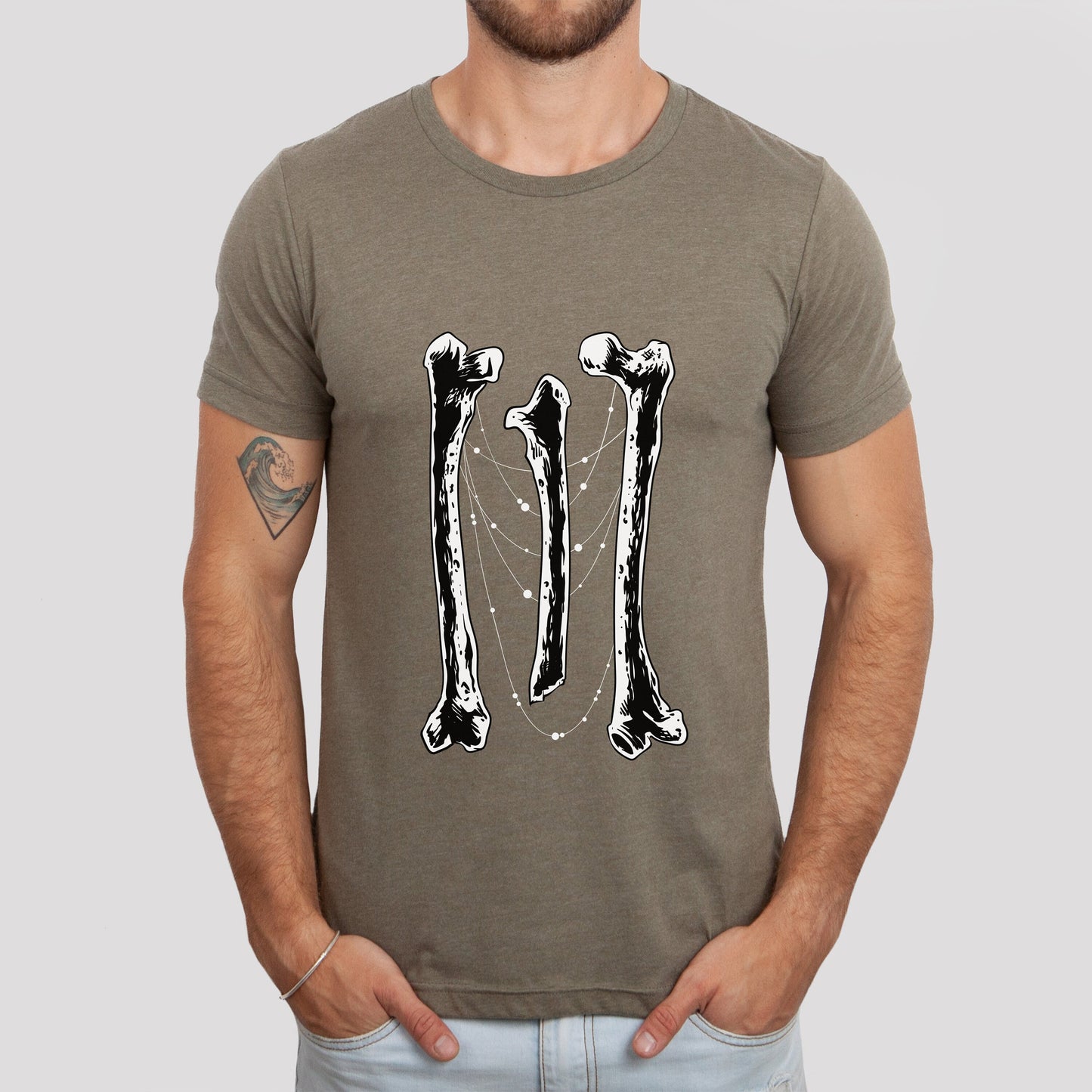 T-shirt Bones, T-shirt Horreur, T-shirt Squelette, T-shirt Crâne, T-shirt Amérindien, T-shirt Gothique, Vêtements de Sorcière, T-shirt Fantastique et Mythe