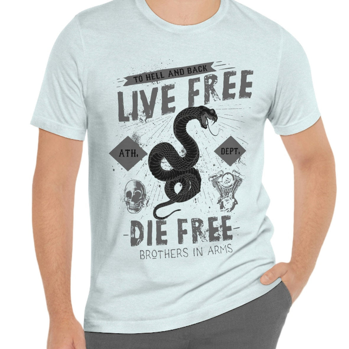 Live Free T-Shirt, T-shirt with Snake, Rider Shirt, Snake T-shirt, Metal Lovers Shirt, Rock T-shirt, Biker Shirt, Motorcycle Lover Shirt