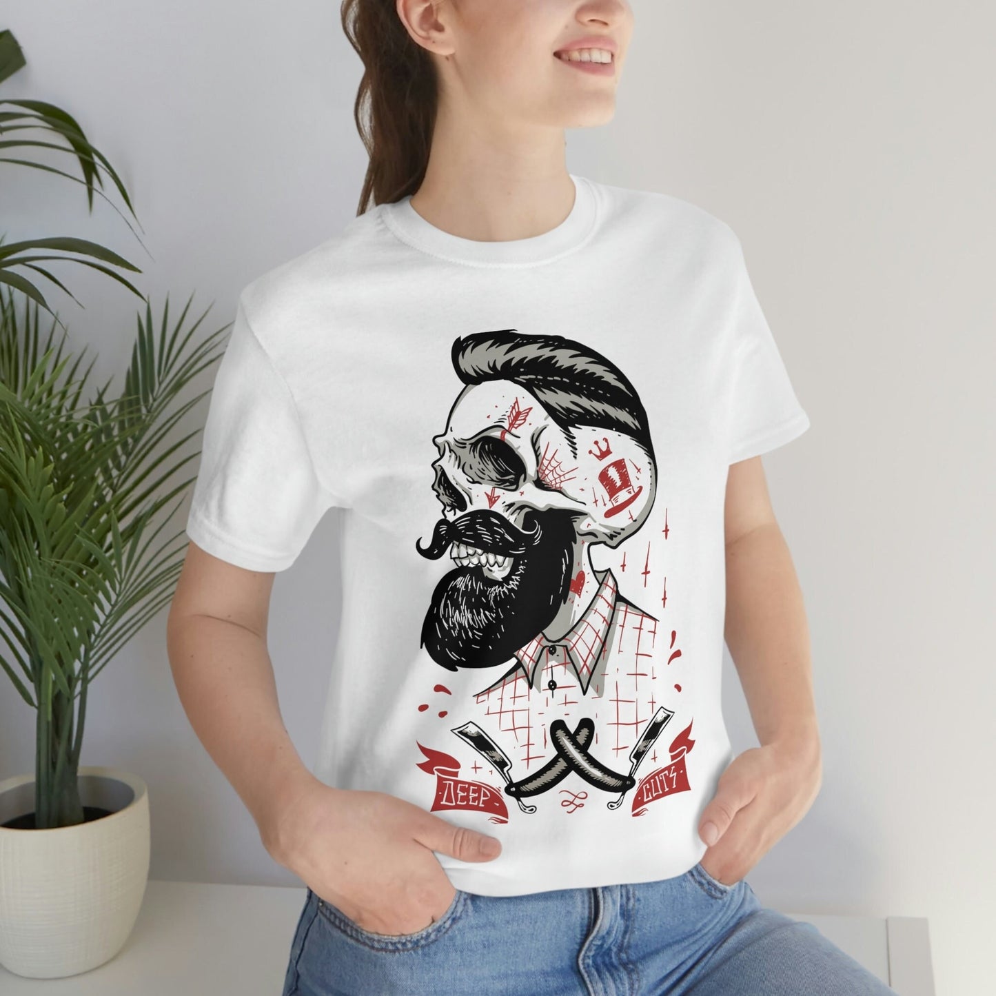 Hipster Skeleton T-shirt, Skeleton T-shirt, Horror T-Shirt, Skull Heavy Metal Lovers Gift T-shirt, Gothic T-Shirt, T-shirt for Men