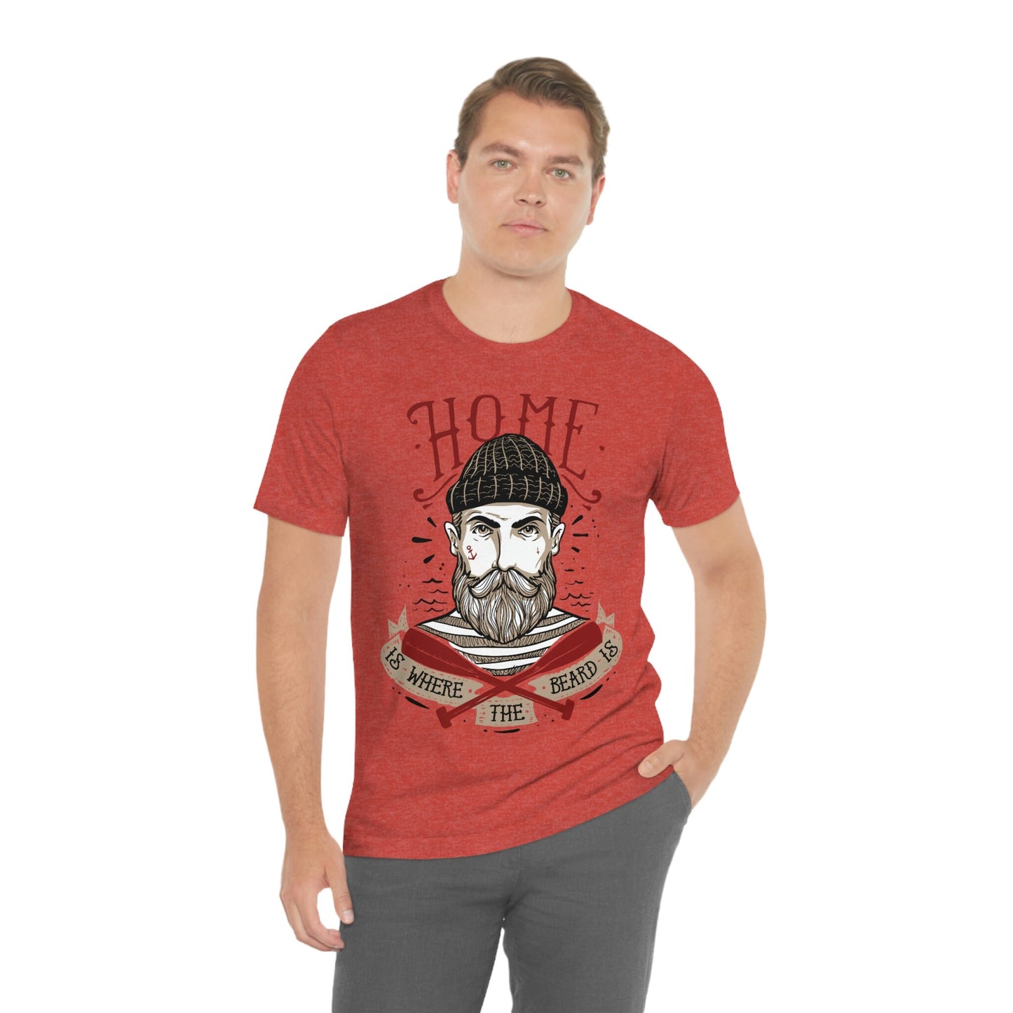 T-shirt « La maison est là où se trouve la barbe », t-shirt pour homme avec barbe, t-shirt pour amoureux de la barbe, t-shirt pour homme, t-shirts drôles avec barbe, cadeau pour amoureux de la barbe