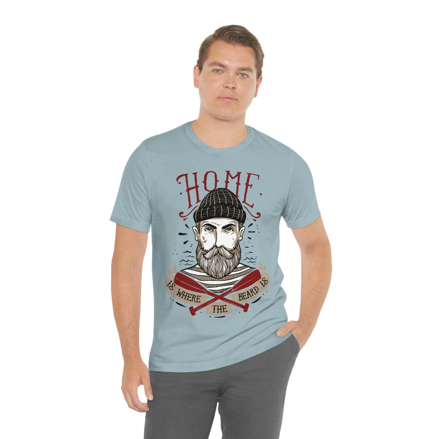 T-shirt « La maison est là où se trouve la barbe », t-shirt pour homme avec barbe, t-shirt pour amoureux de la barbe, t-shirt pour homme, t-shirts drôles avec barbe, cadeau pour amoureux de la barbe