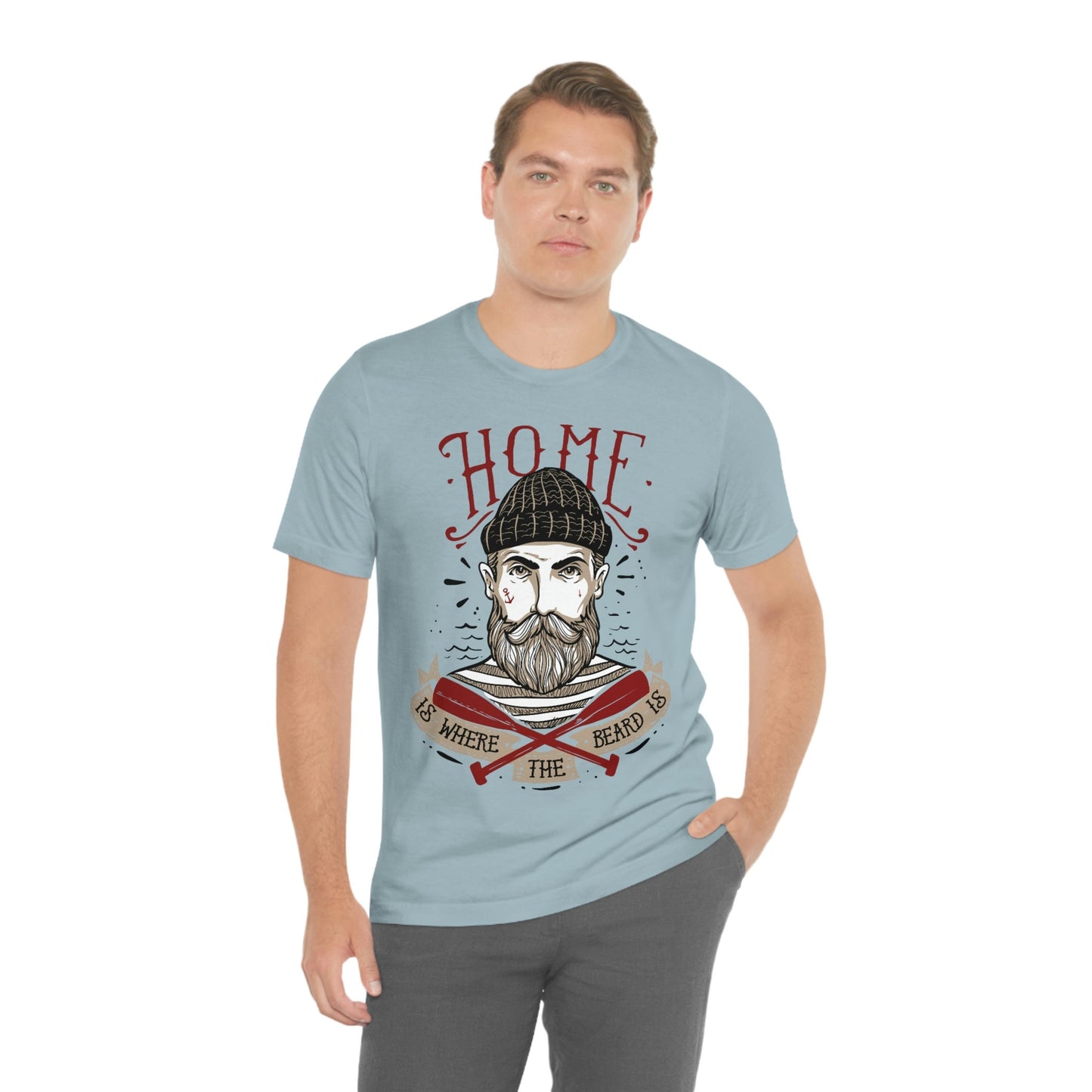 T-shirt « La maison est là où se trouve la barbe », t-shirt pour homme avec barbe, t-shirt pour amoureux de la barbe, t-shirt pour homme, t-shirts drôles avec barbe, cadeau pour amoureux de la barbe