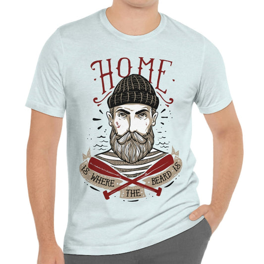 T-shirt « La maison est là où se trouve la barbe », t-shirt pour homme avec barbe, t-shirt pour amoureux de la barbe, t-shirt pour homme, t-shirts drôles avec barbe, cadeau pour amoureux de la barbe