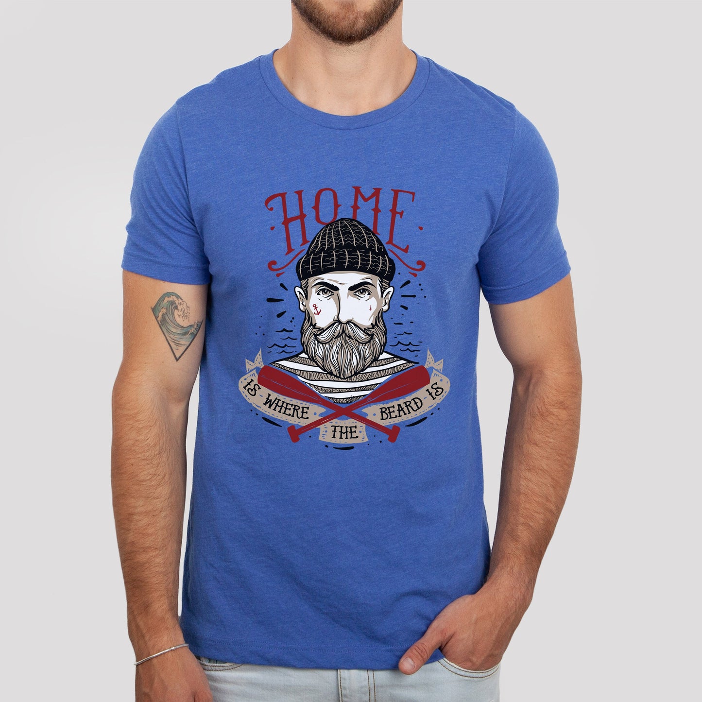 T-shirt « La maison est là où se trouve la barbe », t-shirt pour homme avec barbe, t-shirt pour amoureux de la barbe, t-shirt pour homme, t-shirts drôles avec barbe, cadeau pour amoureux de la barbe