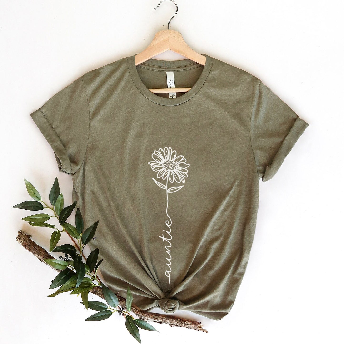 Auntie Flower Stem, T-shirt for Aunt, Auntie T-Shirt, Auntie Gift, Aunt Shirt, Gift for Aunt, Gift for Sister, Auntie Birthday Gift