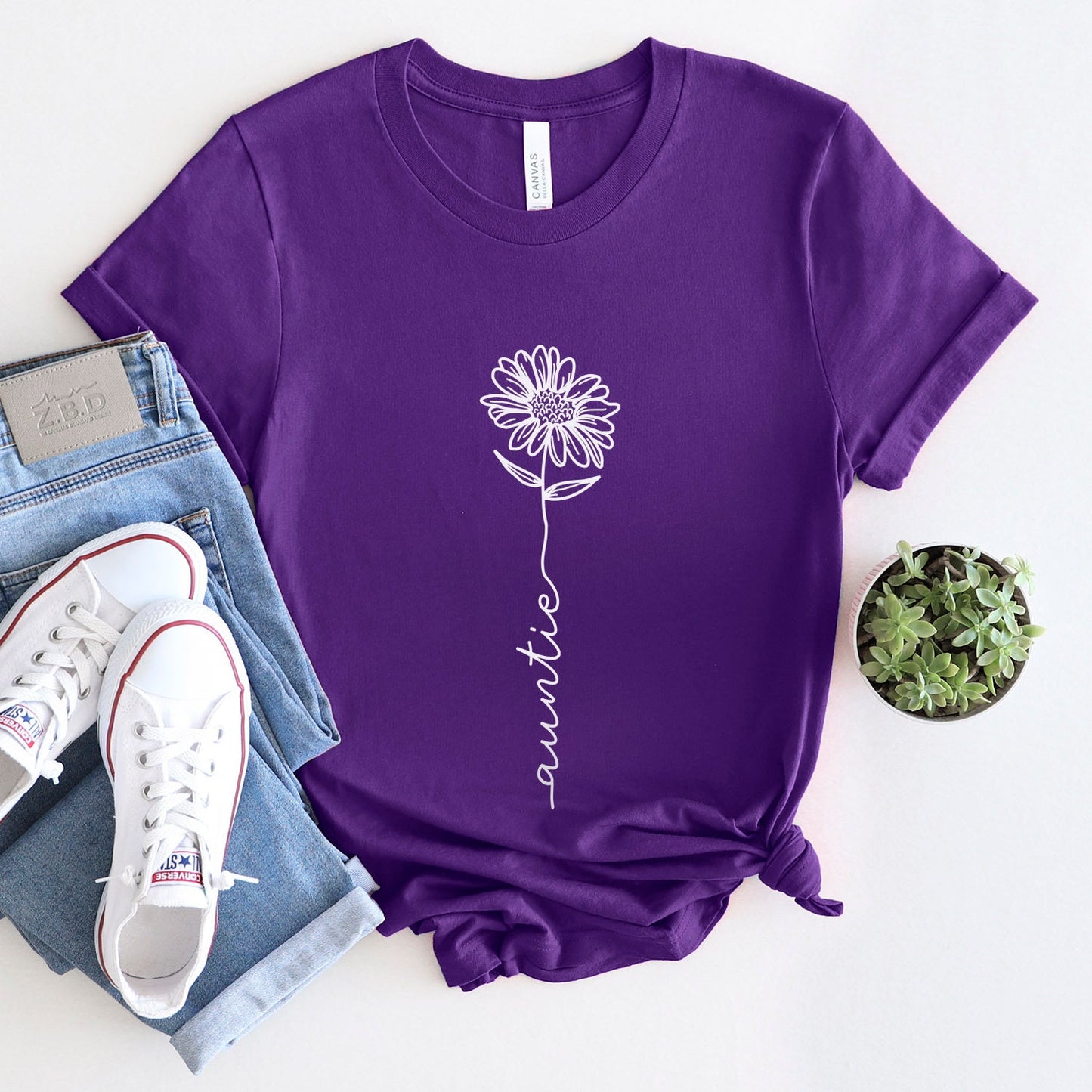 Auntie Flower Stem, T-shirt for Aunt, Auntie T-Shirt, Auntie Gift, Aunt Shirt, Gift for Aunt, Gift for Sister, Auntie Birthday Gift