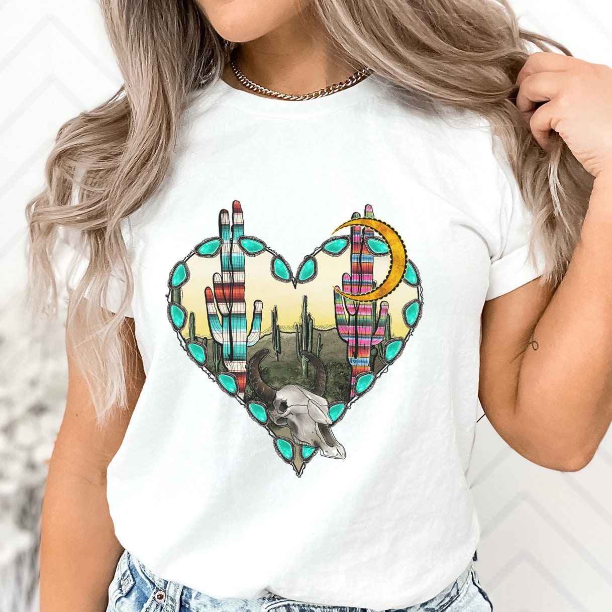 T-shirt Love Desert, chemise coeur, chemise western, chemise sudiste, chemise cowgirl, chemise cowboy, chemise country, chemise rodéo, style texan