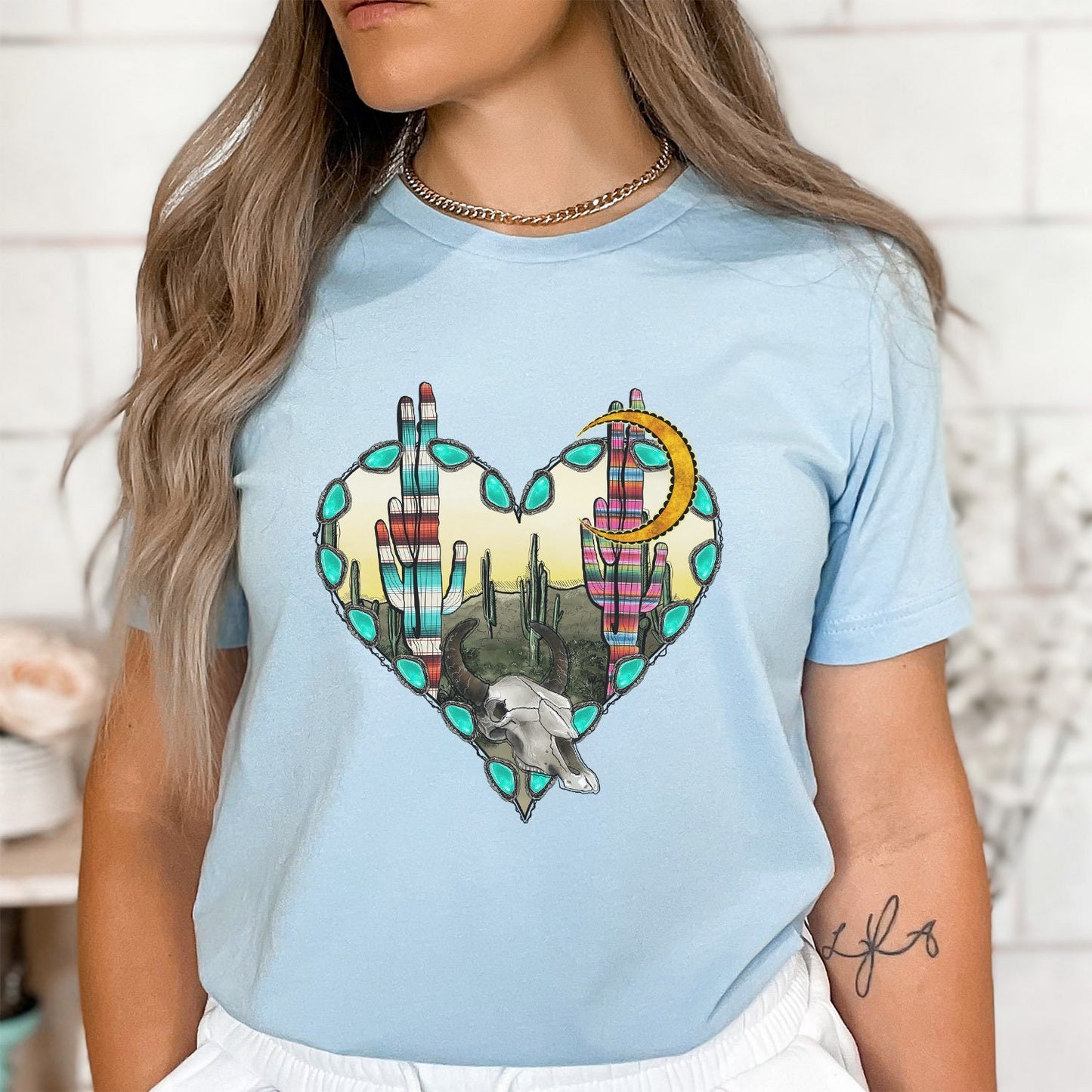 T-shirt Love Desert, chemise coeur, chemise western, chemise sudiste, chemise cowgirl, chemise cowboy, chemise country, chemise rodéo, style texan