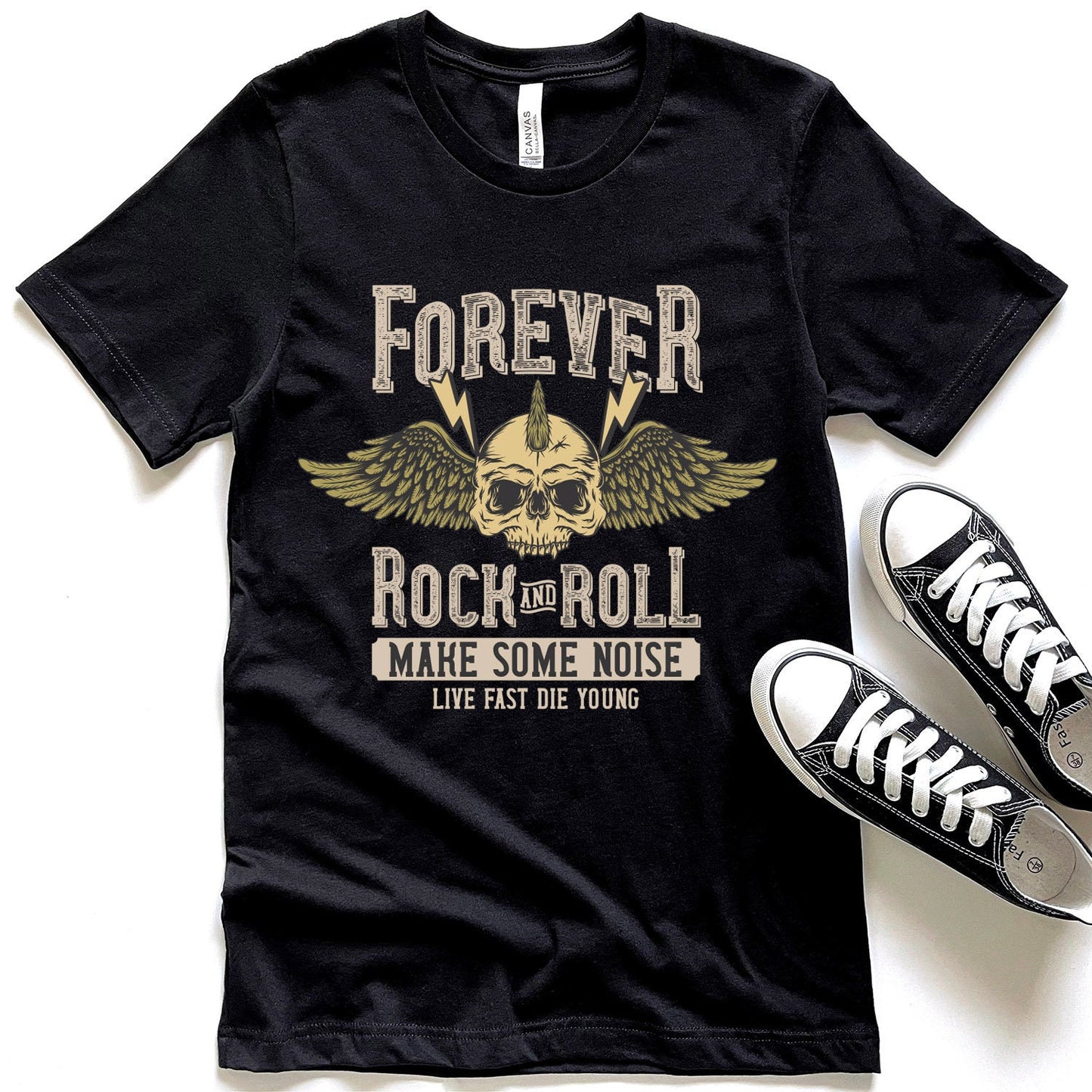 Forever Rock and Roll T-shirt, Music T-Shirt, Guitar Shirt, Music Band Shirt, Gift For Her, Gift for Him, Rock Band Shirt, Funny Shirts