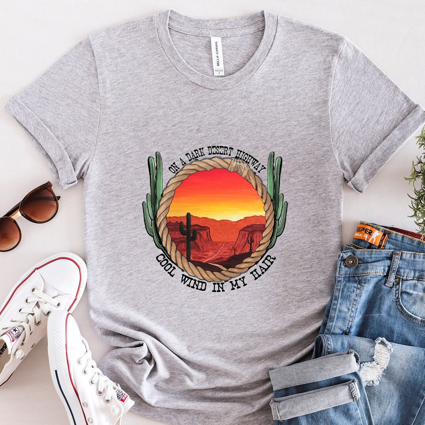 Desert Highway T-Shirt, Western Shirt, Nature Southern Shirt, Cowgirl Shirt, Retro Shirt, Cowboy Shirt, Country Shirt