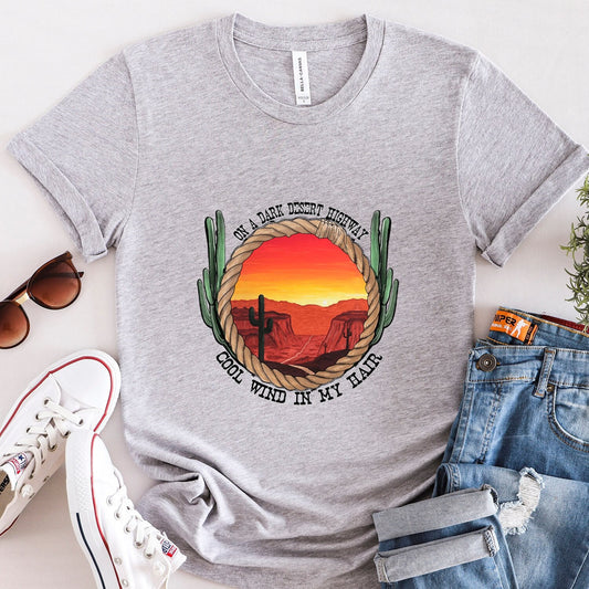 T-shirt Desert Highway, chemise western, chemise nature du sud, chemise cowgirl, chemise rétro, chemise cowboy, chemise country