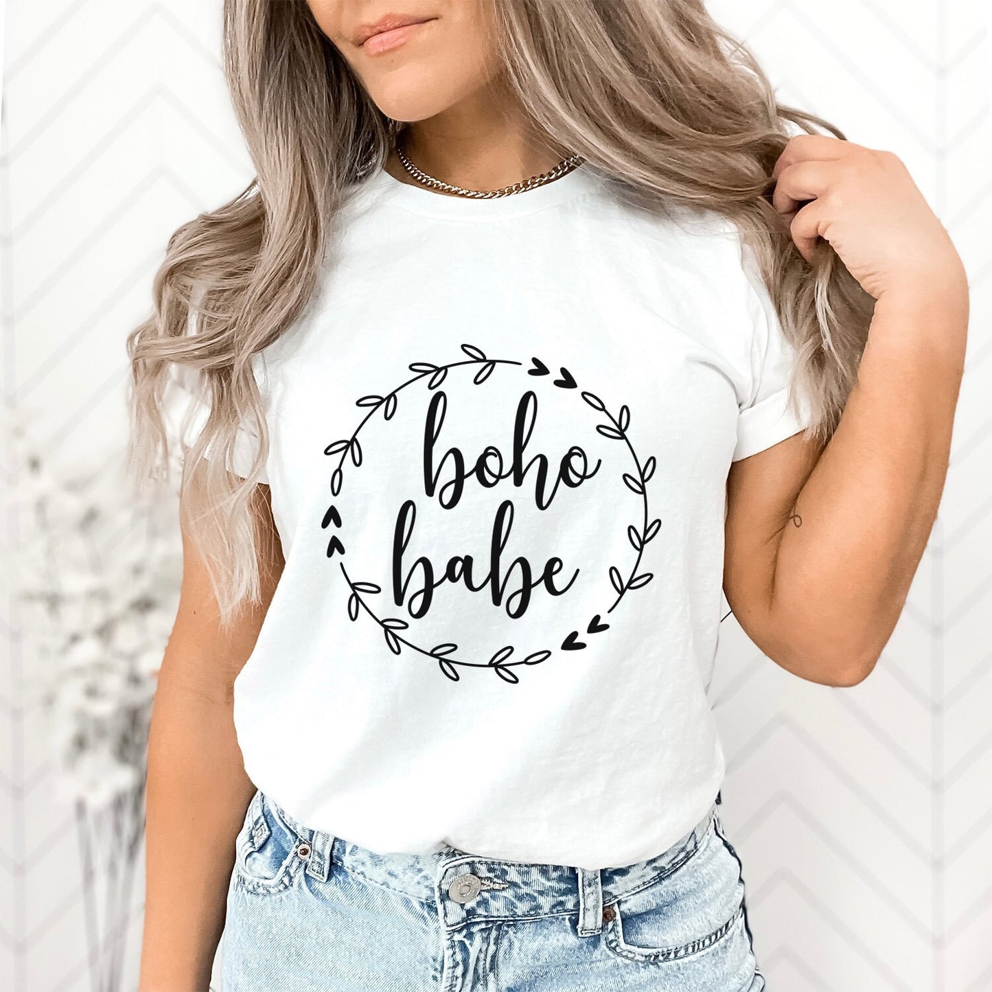 T-shirt Boho Babe Wreath, chemise Boho, chemise bohème, t-shirt à fleurs, t-shirt hippie, chemise Stay Wild, t-shirt pour femme, chemise pour elle