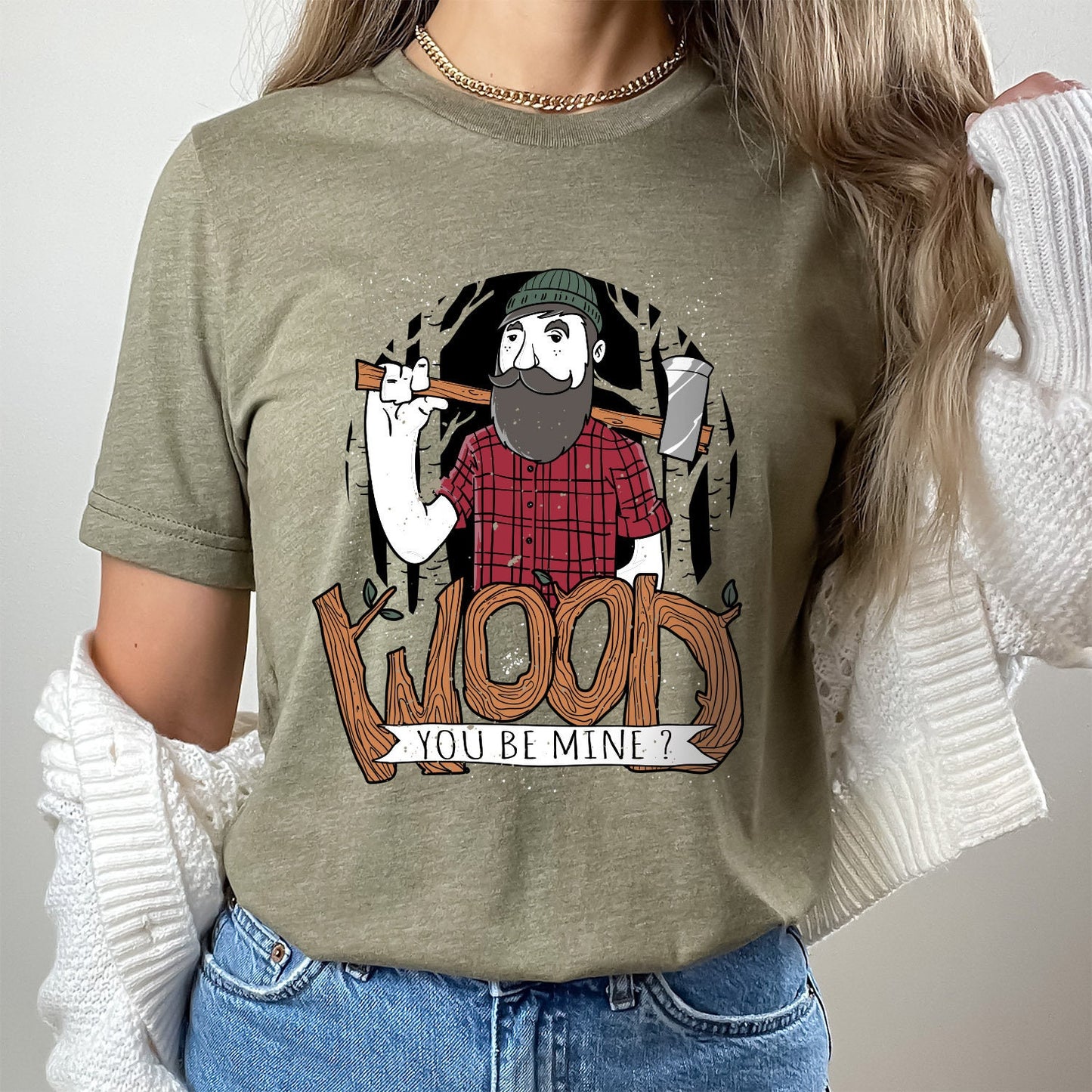 T-shirts drôles Wood You Be Mine, T-shirt drôle, T-shirt humoristique, T-shirt cadeau, T-shirt drôle, cadeau pour elle, cadeau pour lui, chemises de camping