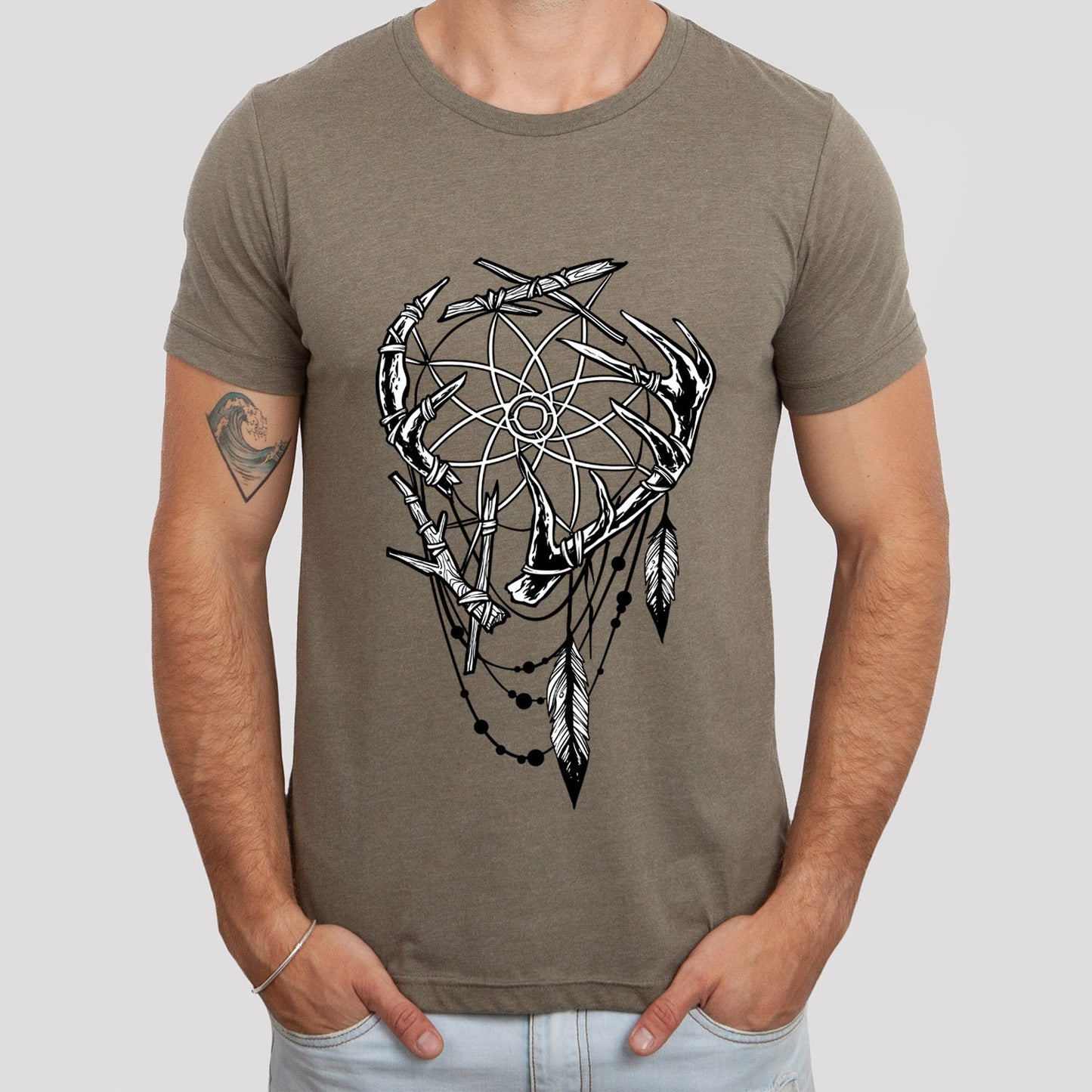 T-shirt tribal, T-shirt capteur de rêves, T-shirt indien, T-shirt tête de mort, T-shirt cadeau mystique, T-shirt gothique, T-shirt fantaisie et mythe