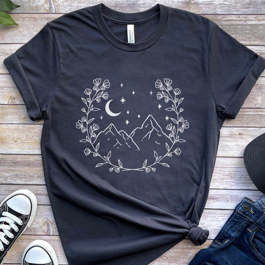 T-shirt couronne de montagne, T-shirt fleurs, T-shirt bohème, T-shirt inspirant, T-shirt bohème, T-shirt floral, T-shirt cadeau pour elle